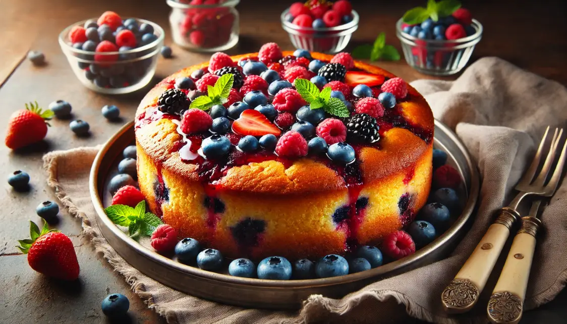 Cornbread Cake with a Sweet Fruit Topping